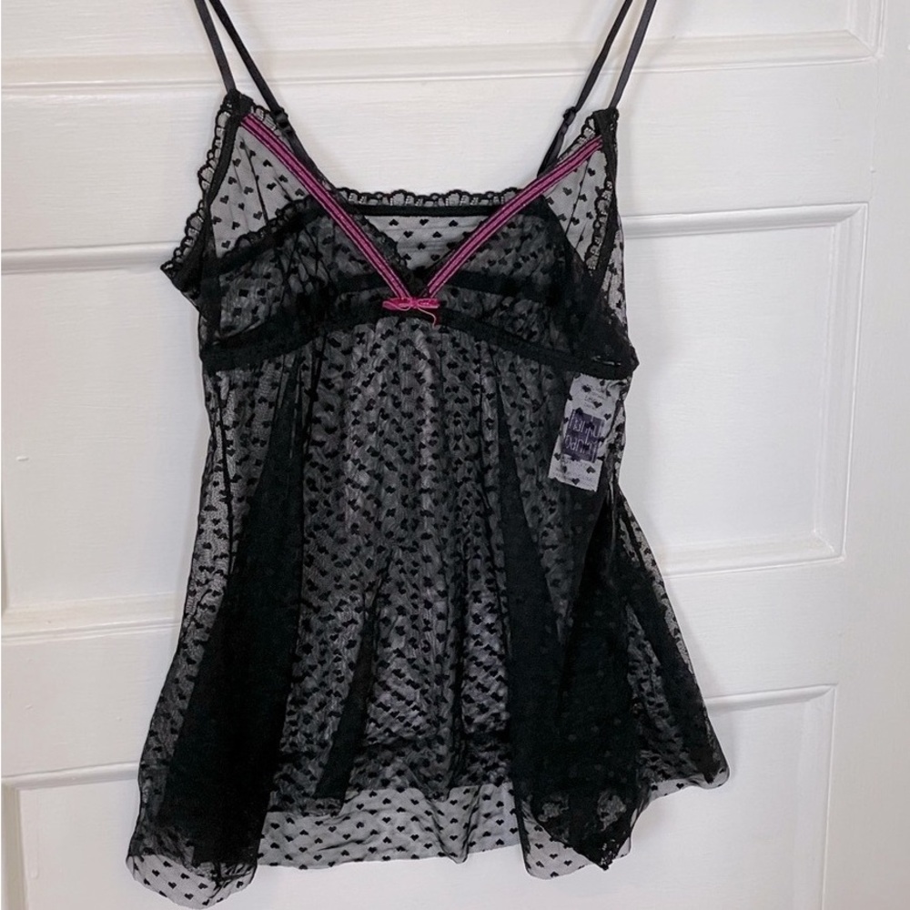 Hanky Panky Black Sheer Bandeau with Pink Trim